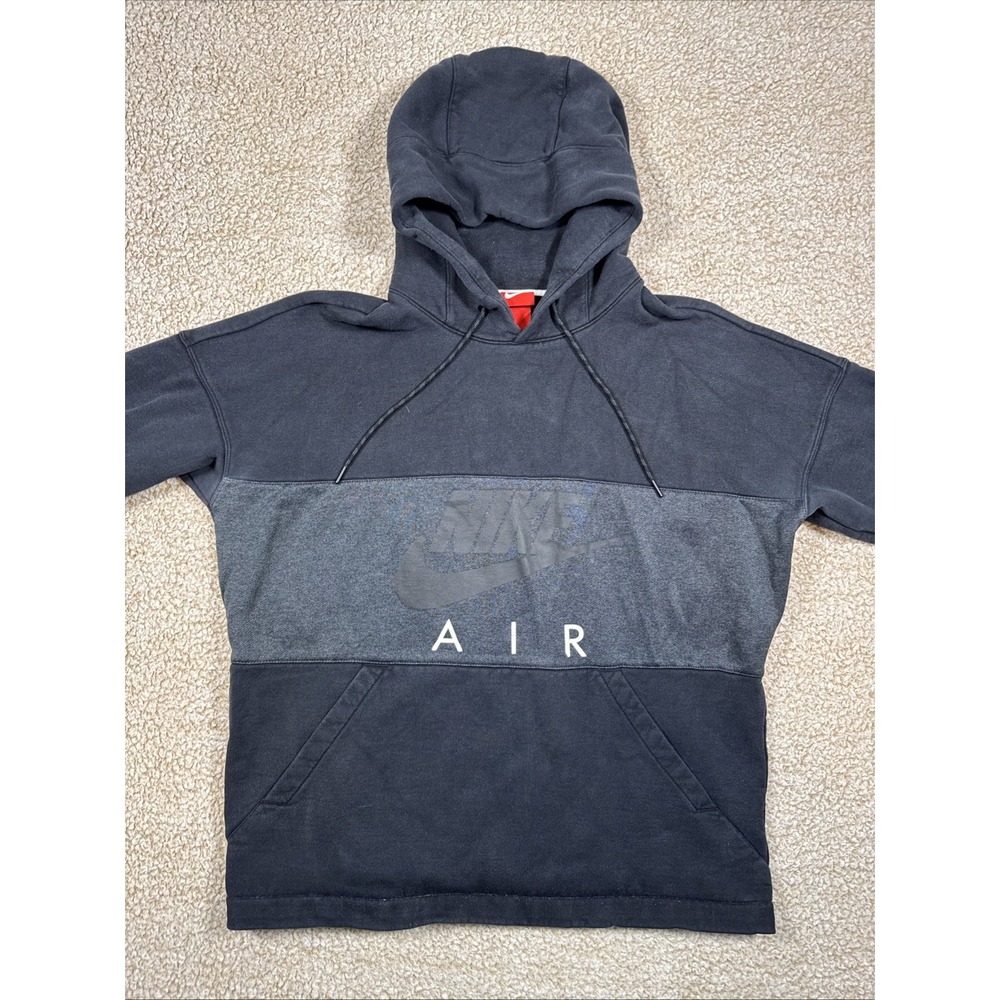 Nike Air Pullover Hoodie Men's L Black Sweatshirt Logo Pocket AQ7255-010